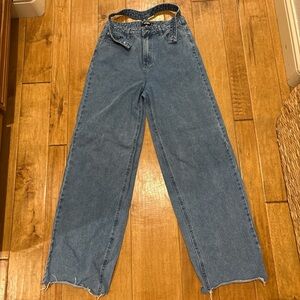 Missguided + Denim Wide-Leg Jeans with double waste band